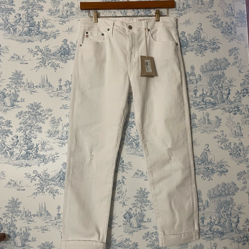 AG-ED Ex Boyfriend Slouchy Slim Jean in White